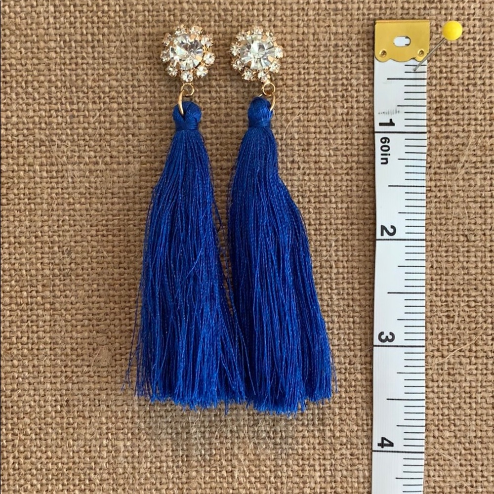 New Blue Rhinestone Tassel earrings